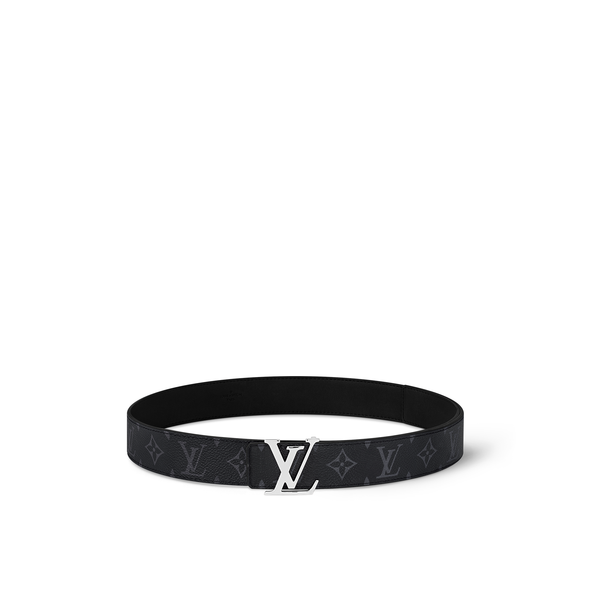 LV Initials 35MM Reversible Belt Luxury Monogram Eclipse Canvas Grey LOUIS VUITTON